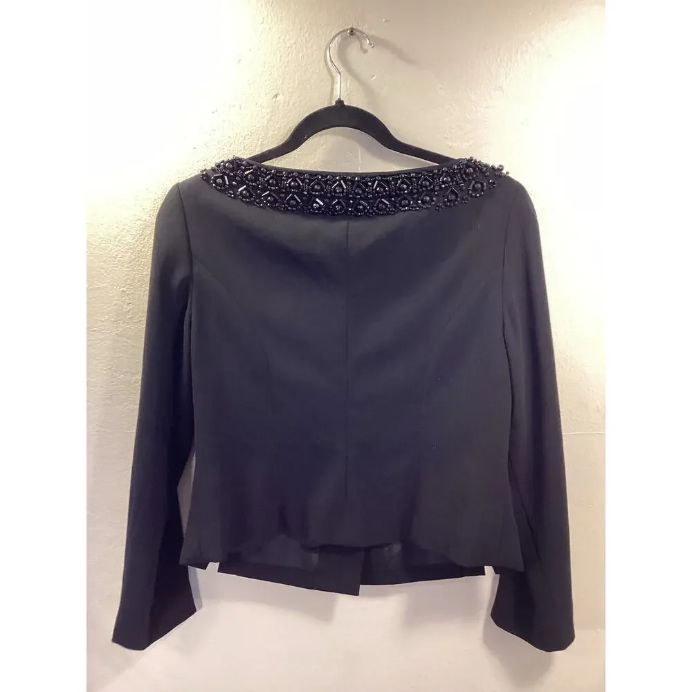 Anna Sui Vintage Black Beaded Formal Evening Princess Cocktail Jacket Y2K M 8
